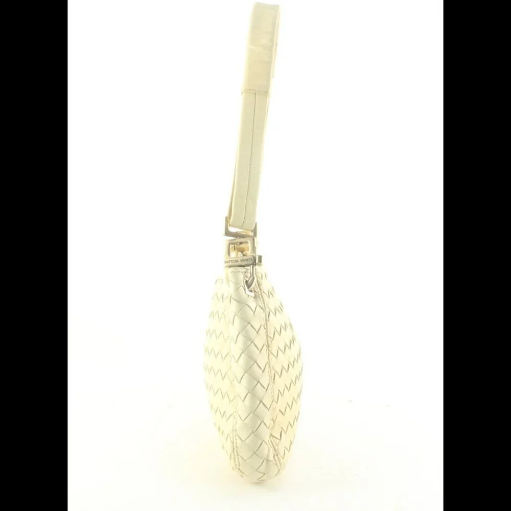 Bottega Veneta Ivory Beige Intrecciato Woven Leather Shoulder Bag 1BV912K